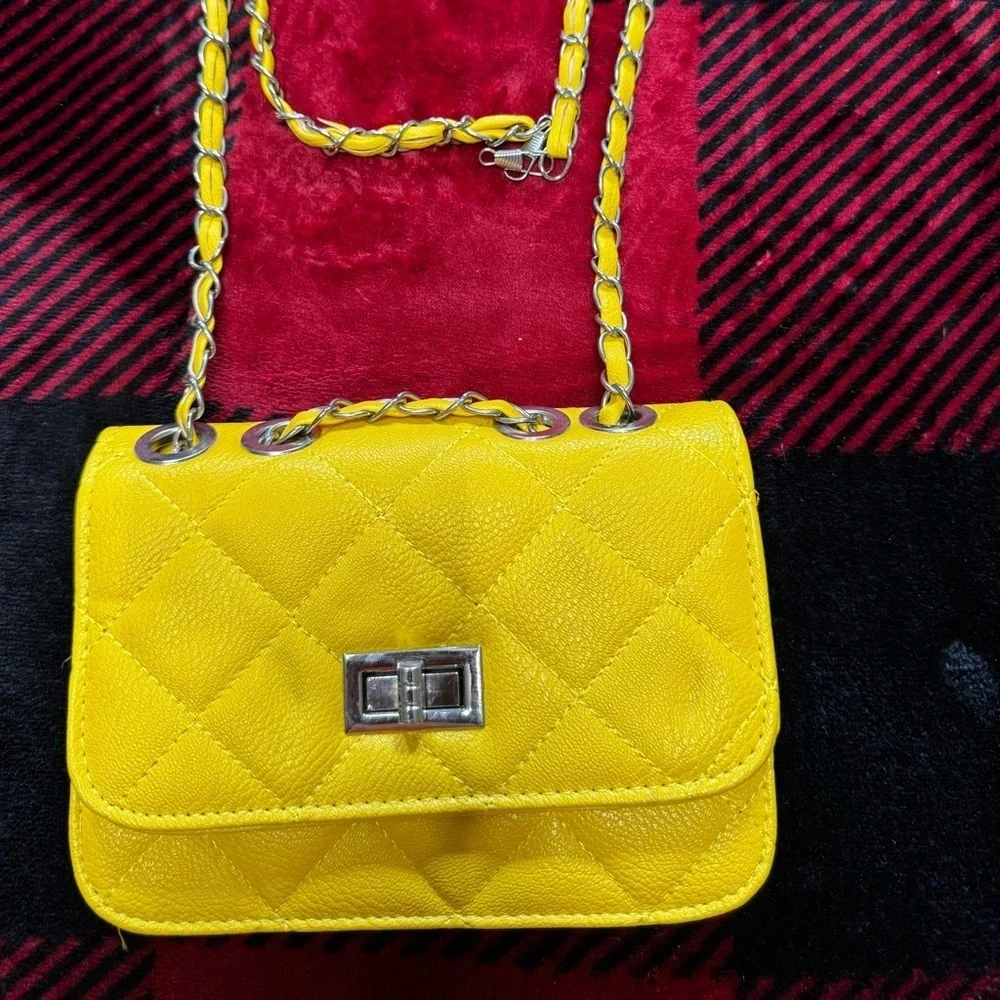 Yellow Quilted Crossbody Bag